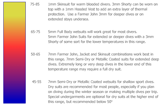 Wetsuit Temperature Chart